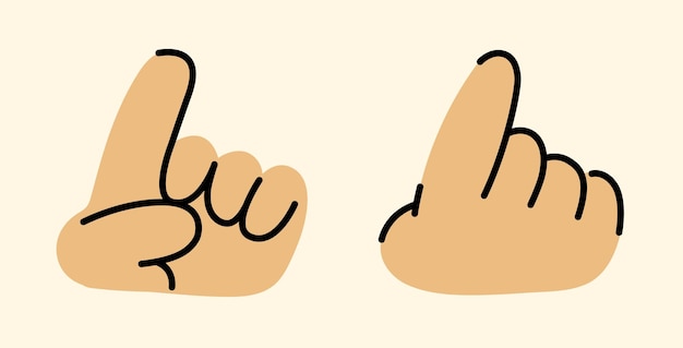 Vector de gesto de mano con un dedo hacia arriba en fondo beige Conjunto de 2 dibujos