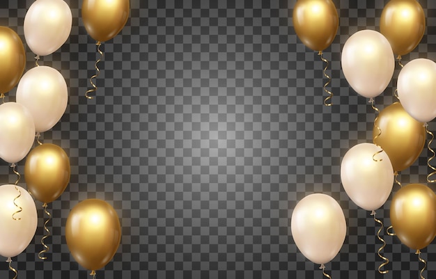 Vector globos de lujo dorados aislados en png