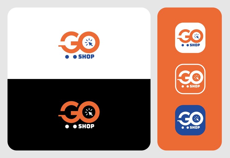 Vector go shop logotipo carrito diseño de letras g