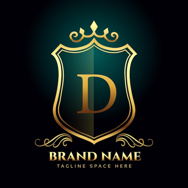 vector golden letra d monograma corona logo concepto