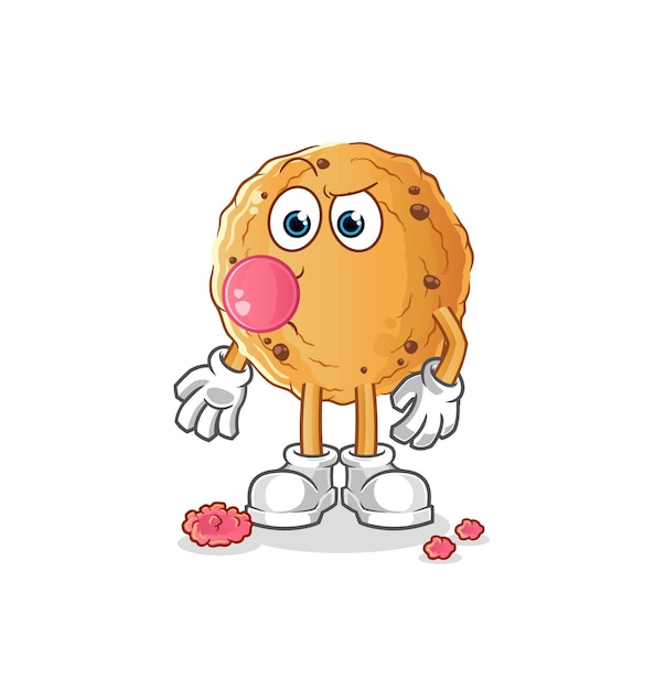 Vector de goma de mascar de galleta. personaje animado