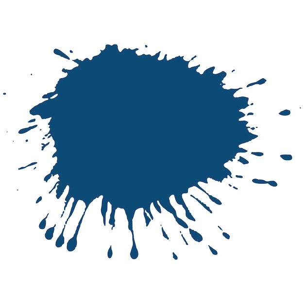 Vector gotas de tinta azul oscuro y salpicaduras de pintura Elemento de diseño dibujado a mano aislado sobre fondo blanco