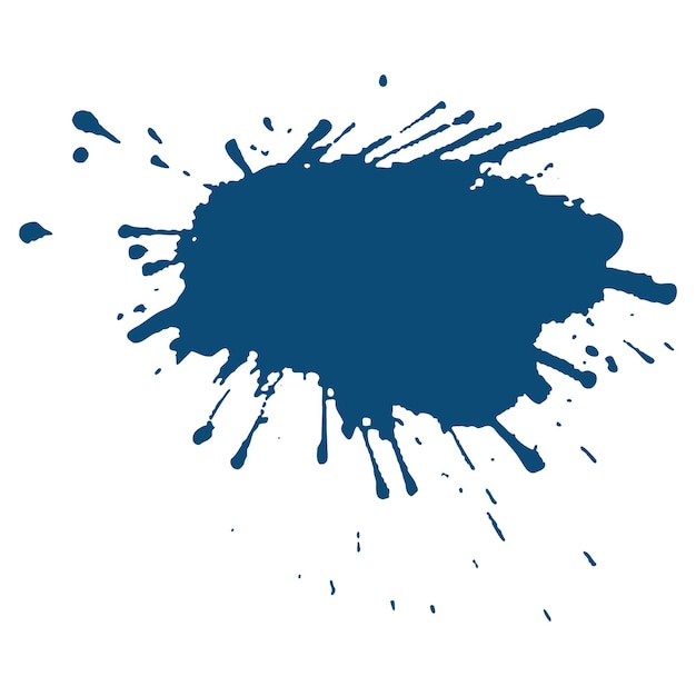 Vector gotas de tinta azul oscuro y salpicaduras de pintura Elemento de diseño dibujado a mano aislado sobre fondo blanco