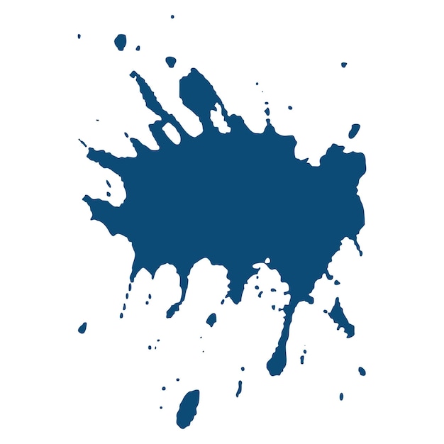 Vector gotas de tinta azul oscuro y salpicaduras de pintura Elemento de diseño dibujado a mano aislado sobre fondo blanco