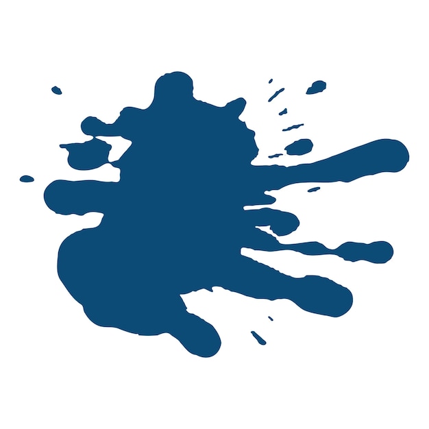 Vector gotas de tinta azul oscuro y salpicaduras de pintura Elemento de diseño dibujado a mano aislado sobre fondo blanco