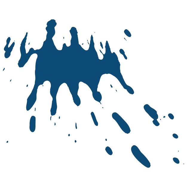 Vector gotas de tinta azul oscuro y salpicaduras de pintura Elemento de diseño dibujado a mano aislado sobre fondo blanco