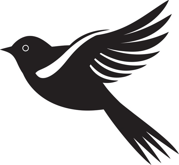 Vector vector de gracia emplumada dinámica icono negro icono de vuelo calmante sinfonía icono de pájaro negro