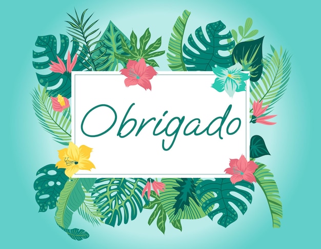 Vector vector gracias letras concepto portugués tropical