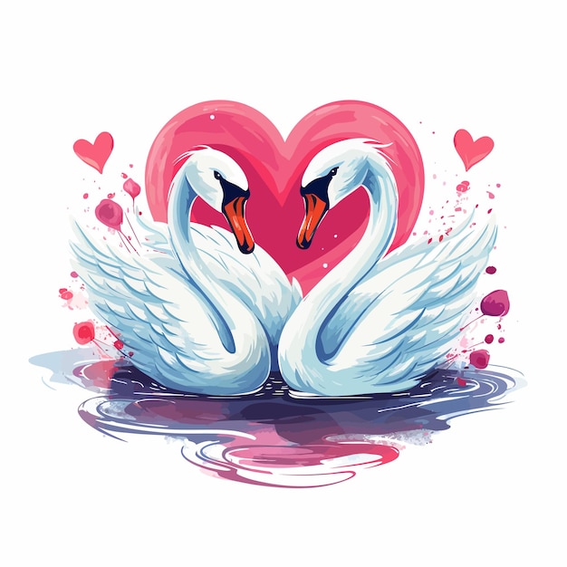 Vector gracioso de cisnes enamorados