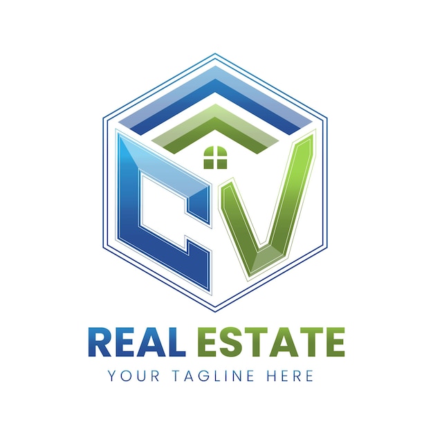 vector gradiente CV real estate logo