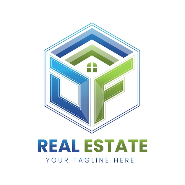 vector gradiente df inmobiliaria logo