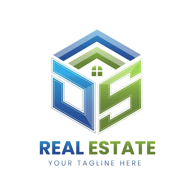 vector gradiente ds real estate logo