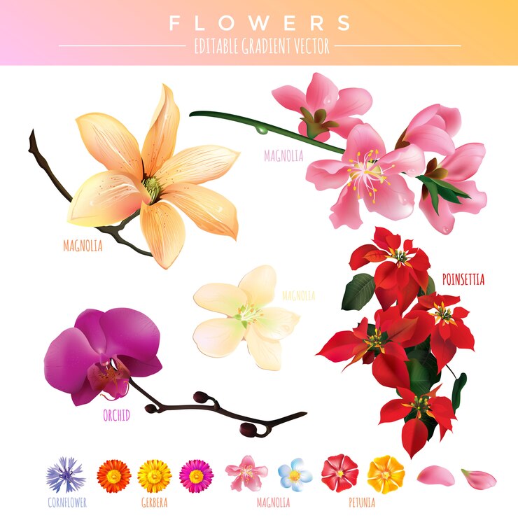 Vector vector gradiente de flores