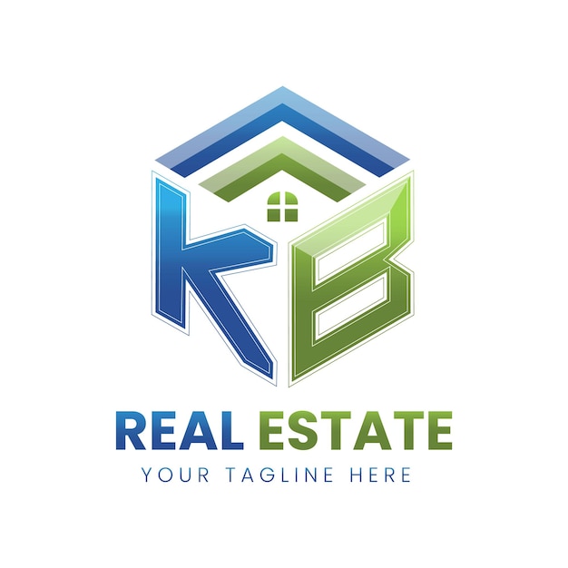 vector gradiente KB logotipo de bienes raíces