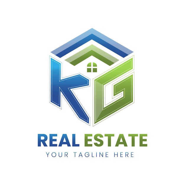 vector gradiente KG logotipo de bienes raíces