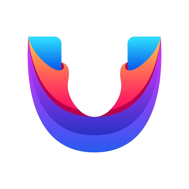 Vector de gradiente del logotipo coloreado de la letra U