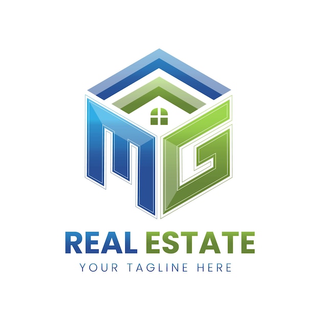 vector gradiente MG real estate logo