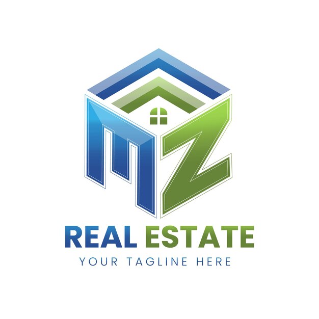 Vector vector gradiente mz real estate logo