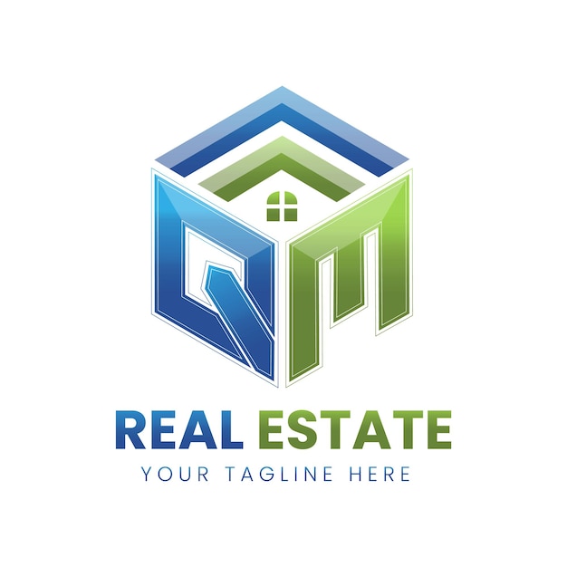 vector gradiente qm real estate logo