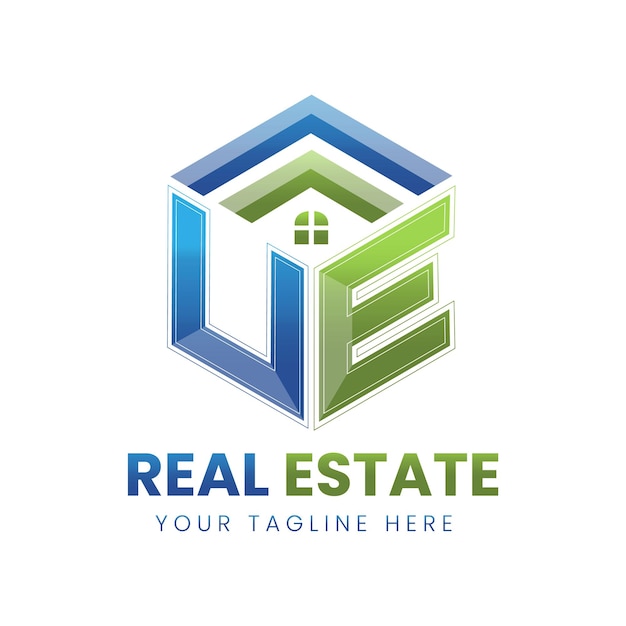 Vector vector gradiente ue real estate logo