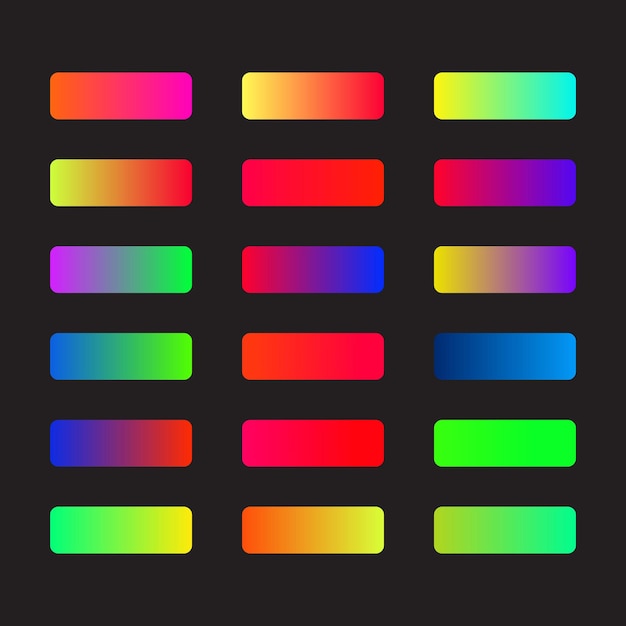 Vector de gradientes de colores vibrantes conjunto de muestras de color