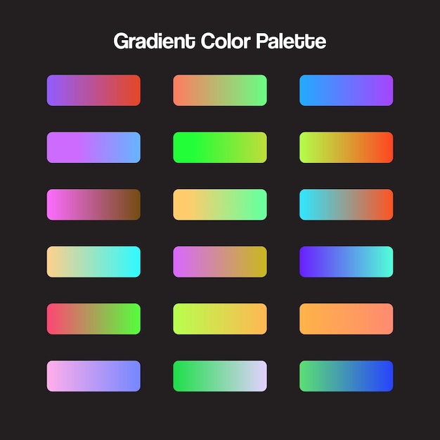 Vector de gradientes de colores vibrantes conjunto de muestras de color
