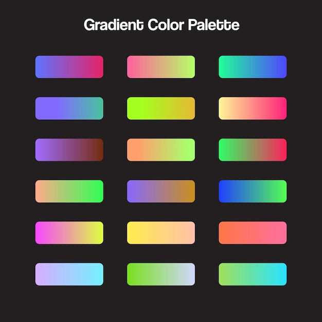 Vector de gradientes de colores vibrantes conjunto de muestras de color