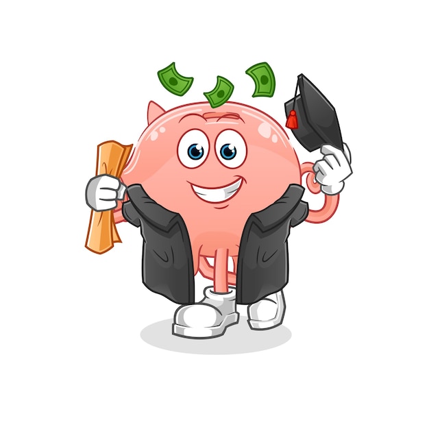 Vector de graduación de alcancía. personaje animado