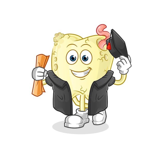 Vector de graduación de caries dental. personaje animado