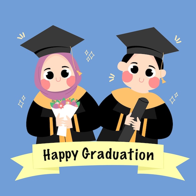 Vector de graduación de pareja musulmana