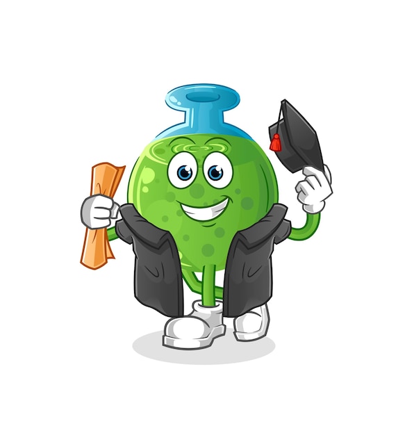 Vector de graduación de tubo químico. personaje animado