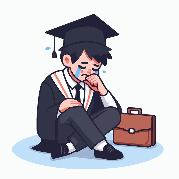 Vector vector de graduados llorando en estilo de diseño plano