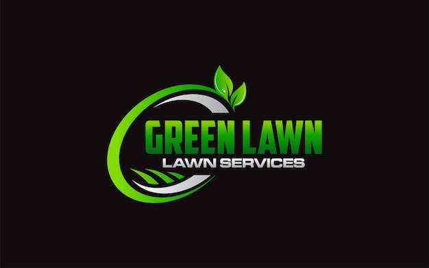 Vector gráfico de ilustración de la plantilla de diseño de logotipo de concepto de hierba de servicios de paisaje de cuidado de césped
