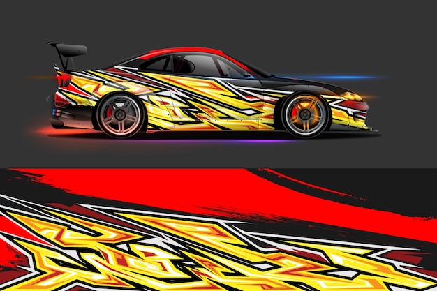 Vector gráfico de librea de coche con diseño de forma abstracta de carreras