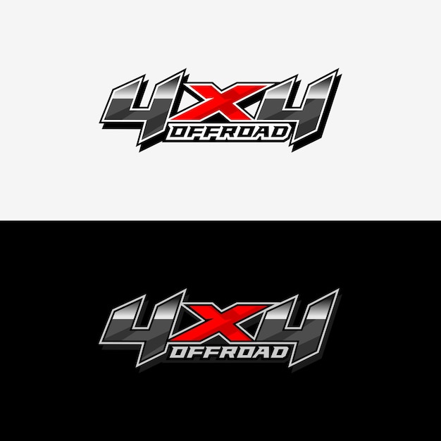 Vector gráfico de logotipo 4x4 para camiones y automóviles de tracción en las cuatro ruedas
