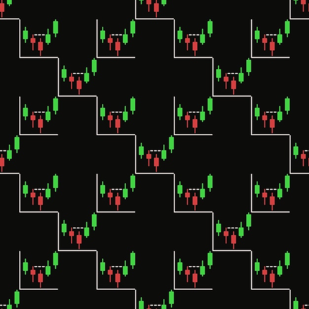 Vector de gráfico de velas Cripto Comercio de colores patrón sin costuras