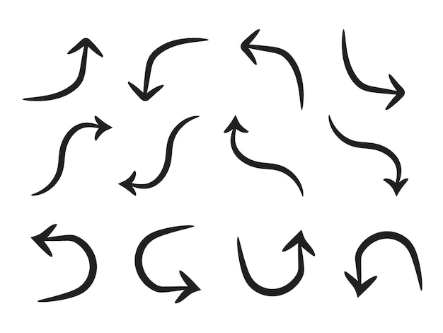 Vector grandes flechas negras conjunto de iconos planos cursores simples abstractos modernos punteros y botón de dirección