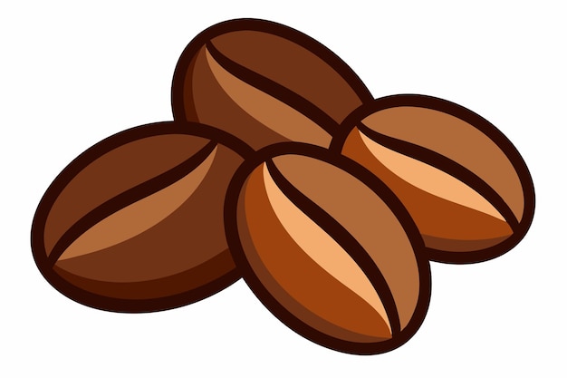 Vector de granos de café sobre un fondo blanco