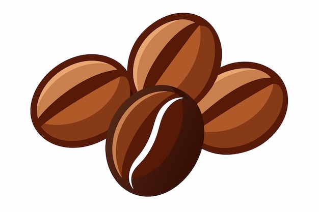 Vector de granos de café sobre un fondo blanco