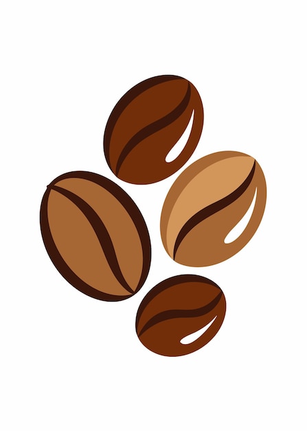 Vector de granos de café sobre un fondo blanco