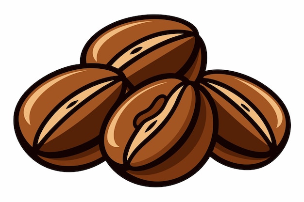 Vector de granos de café sobre un fondo blanco