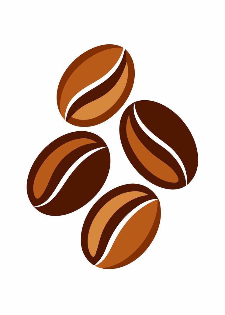 Vector vector de granos de café sobre un fondo blanco