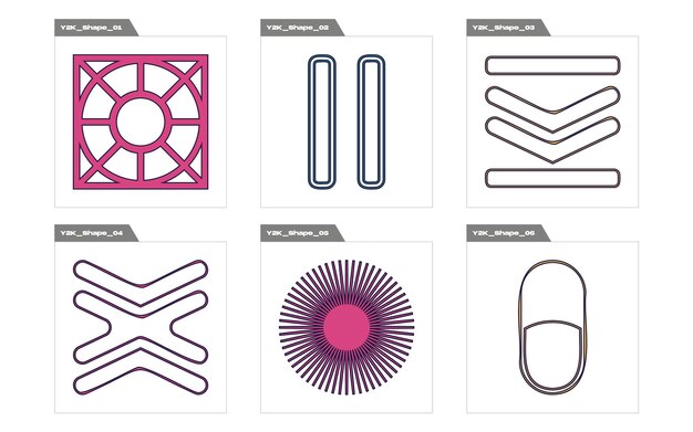 Vector Graphic Assets Set Rave psicodélico retro conjunto futurista Elementos para decoración gráfica