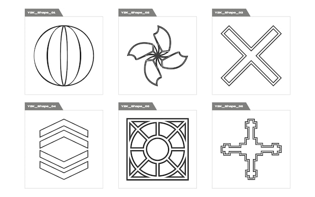 Vector Graphic Assets Set Rave psicodélico retro futurista conjunto Para camisetas modernas diseñadas