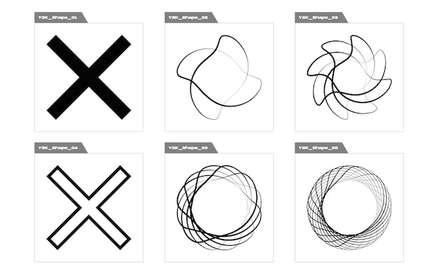 Vector Graphic Assets Set Rave psicodélico retro futurista conjunto Formas abstractas modernas
