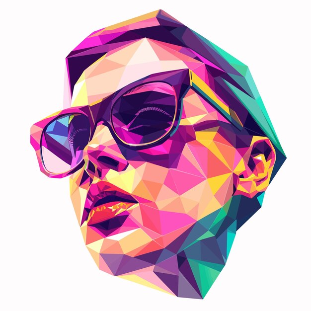 Vector_graphic_polygon_face_of_cool_teen_in_glasses de sol