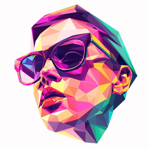 Vector vector_graphic_polygon_face_of_cool_teen_in_glasses de sol