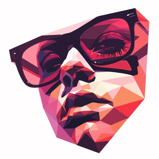 Vector_graphic_polygon_face_of_cool_teen_in_glasses de sol
