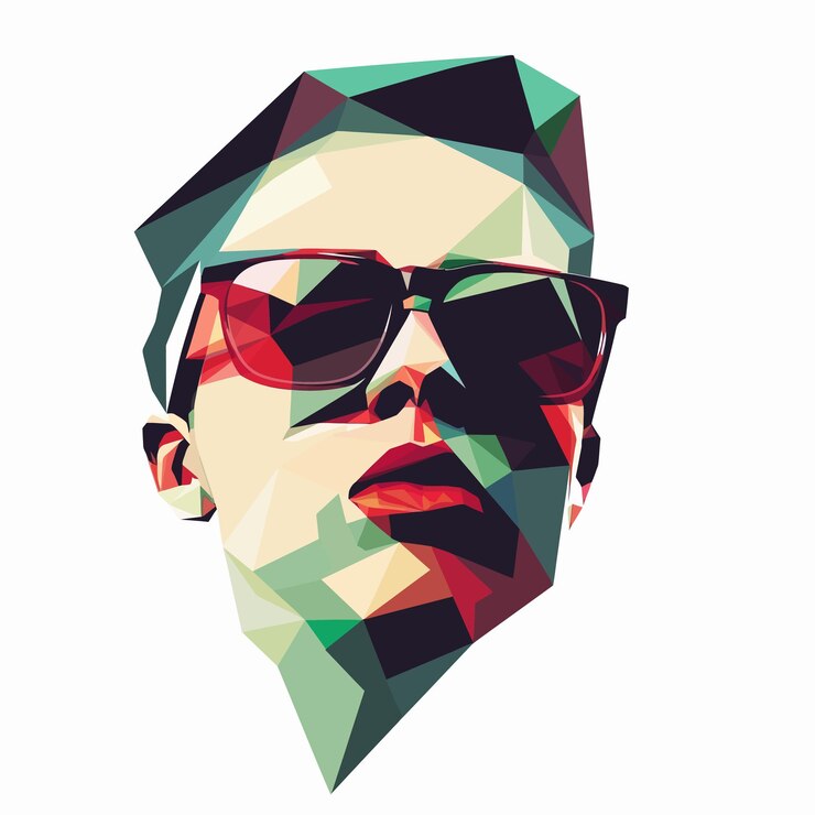 Vector vector_graphic_polygon_face_of_cool_teen_in_glasses de sol