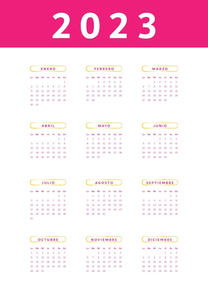 Vector gratis de calendario anual 2023